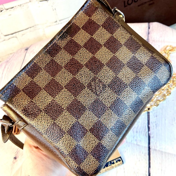 Louis Vuitton Damier Ebene cosmetic Trousse pouch Crossbody bag charm keychain - Picture 11 of 16